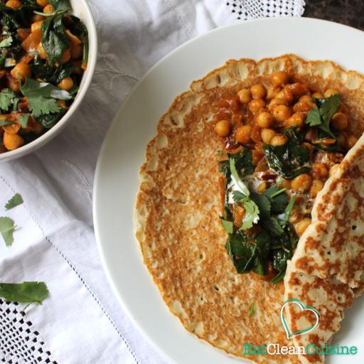 Curried Chickpea and Spinach Crepe